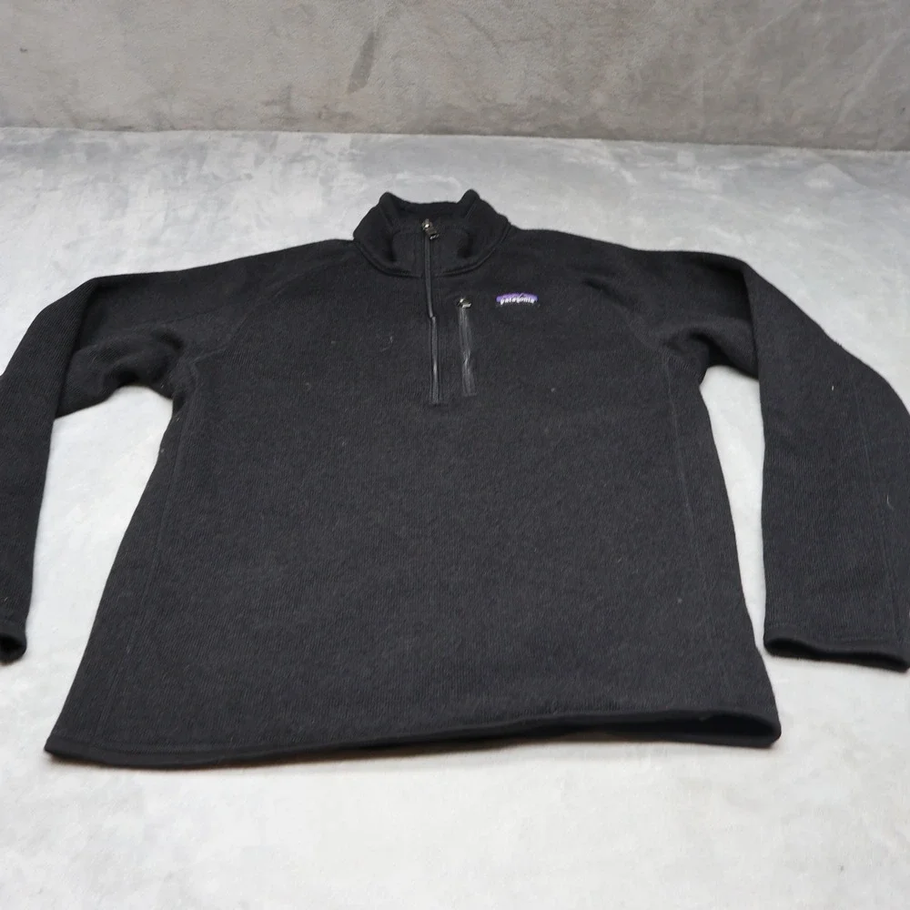 Patagonia Sweater Mens Medium Black Better Fleece‎ 1/4 Zip Pullover Hike Outdoor